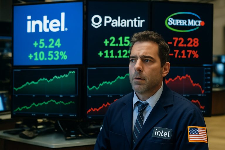 Zamiešanie na Wall Street: Intel a Palantir získavajú veľké vylepšenia, akcie Super Micro klesajú